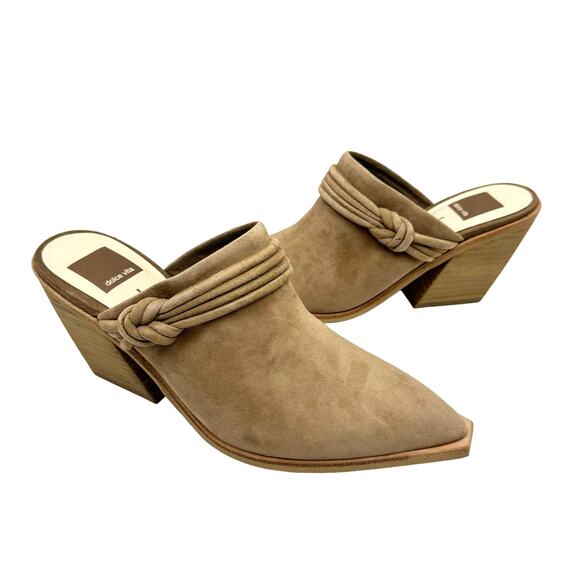NEW Dolce Vita Sita Tan Suede Leather Western Slide Heel Mules - Picture 2 of 11